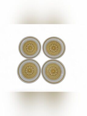 Vintage 1970s Stoneware Plates Set of 4 Brown Wheat USA Farmhouse 6 Inch.